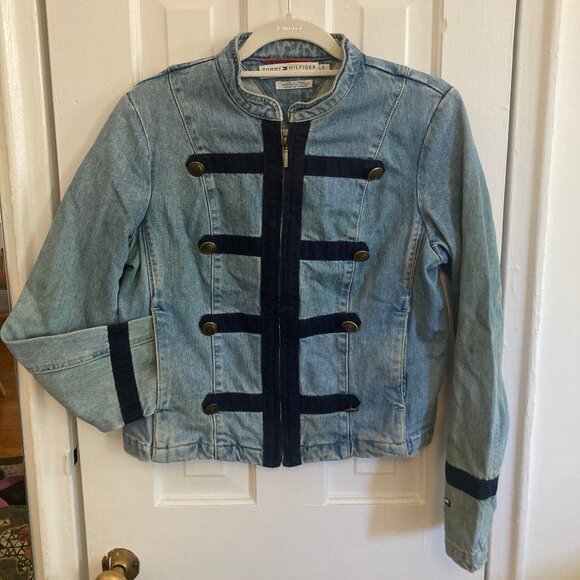 Vintage Denim Military Jacket - Tommy Hilfiger Size M/L - Picture 1 of 5